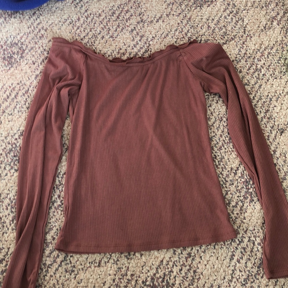 Mauve Off-the-shoulder long sleeve top